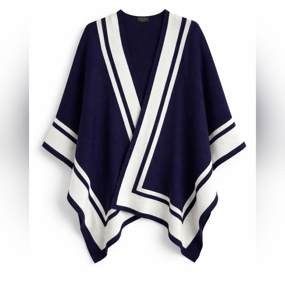 Ralph Lauren Navy White Wrap Sweater Nautical Preppy Coastal Classic One Size